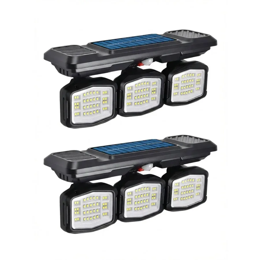 Solar Garden Wall Lights 108 LED 2 Or 3 Head Motion Sensing Technology - 2 Led β photo 3