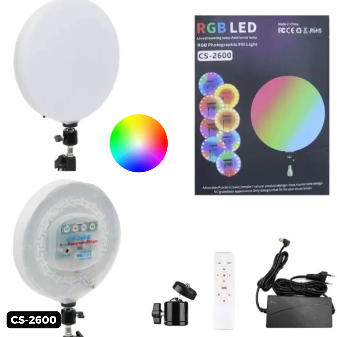 RGB LED Lamp Round Panel Lights for Photography, Home, and Office Lighting with Remote Control - Cs-2600