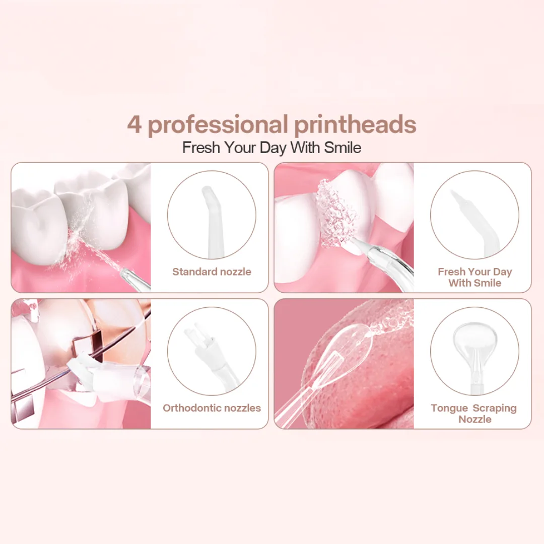 Professional Oral Irrigator for Teeth & Gums with 4 Jet Tips, 3 Modes & 360° Rotation , Water Dental Flosser - Pink — photo 5
