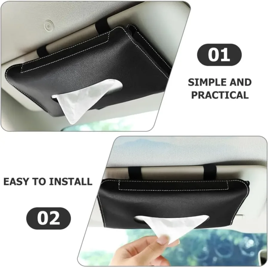 Car Tissue Holder, Sun Visor Napkin Holder - Black — photo 3