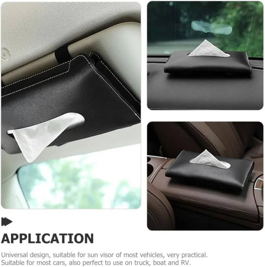 Car Tissue Holder, Sun Visor Napkin Holder - Black — photo 5