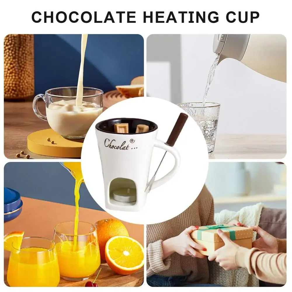 Chocolate Melting Cup with Fork, perfect for melting chocolate and cheese - Red β photo 7
