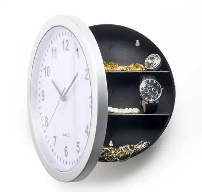 Hidden Clock Safe Gold Or Silver Color Retro Round Wall clock - Gold β photo 3