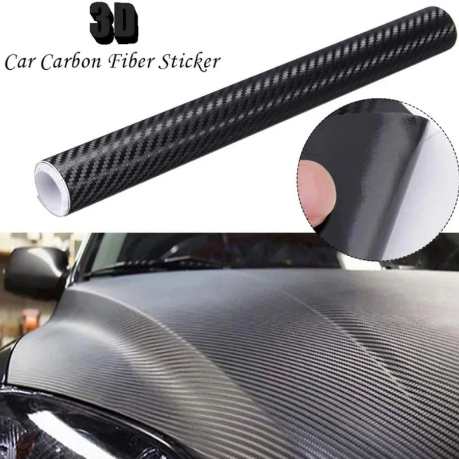 3D Carbon Fiber Car Sticker Waterproof Car Loading Edge - Door Sill - Paint Protection Film (L200 x W25)cm - Black — photo 2