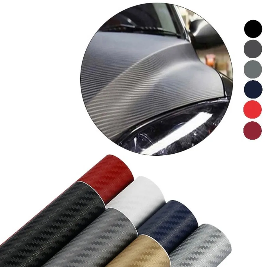 3D Carbon Fiber Car Sticker Waterproof Car Loading Edge - Door Sill - Paint Protection Film (L200 x W25)cm - Black