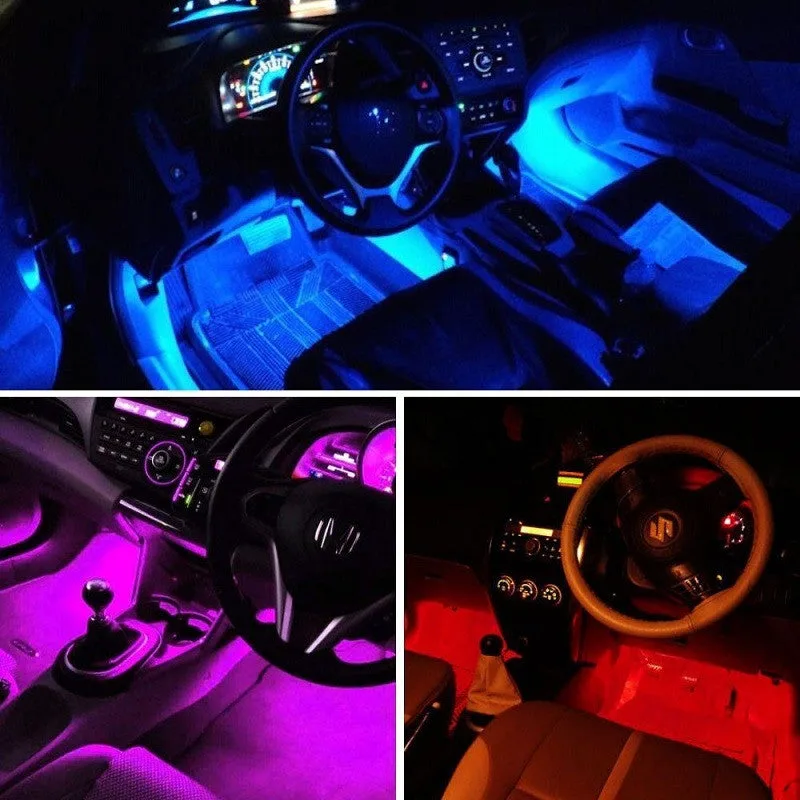 Car Rgb 4 Pcs Waterproof Led Light Strip Remote Or Bluetooth Control - Cigarette Input + Bluetooth Phone Contro — photo 6