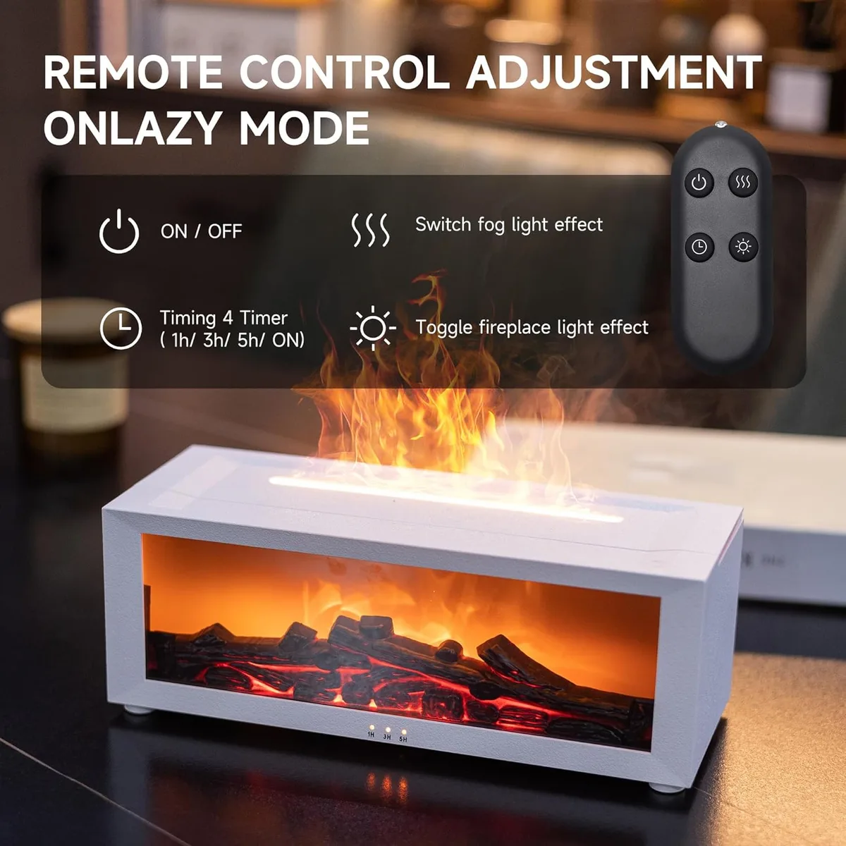 Flame Fire place Diffuser, Vintage Fireplace Aromatherapy Diffuser Humidifier - White — photo 4