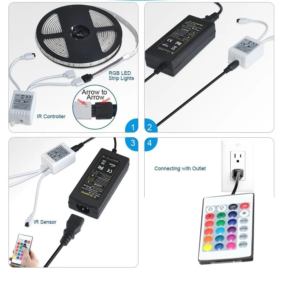 RGB Led Light 5 Meter Waterproof Phone App Bluetooth + Remote Controller - 5 Meter Remote + Bluetooth — photo 8