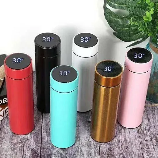 Temperature Display Vacuum Insulated Water Bottle Thermos - Gold — photo 6