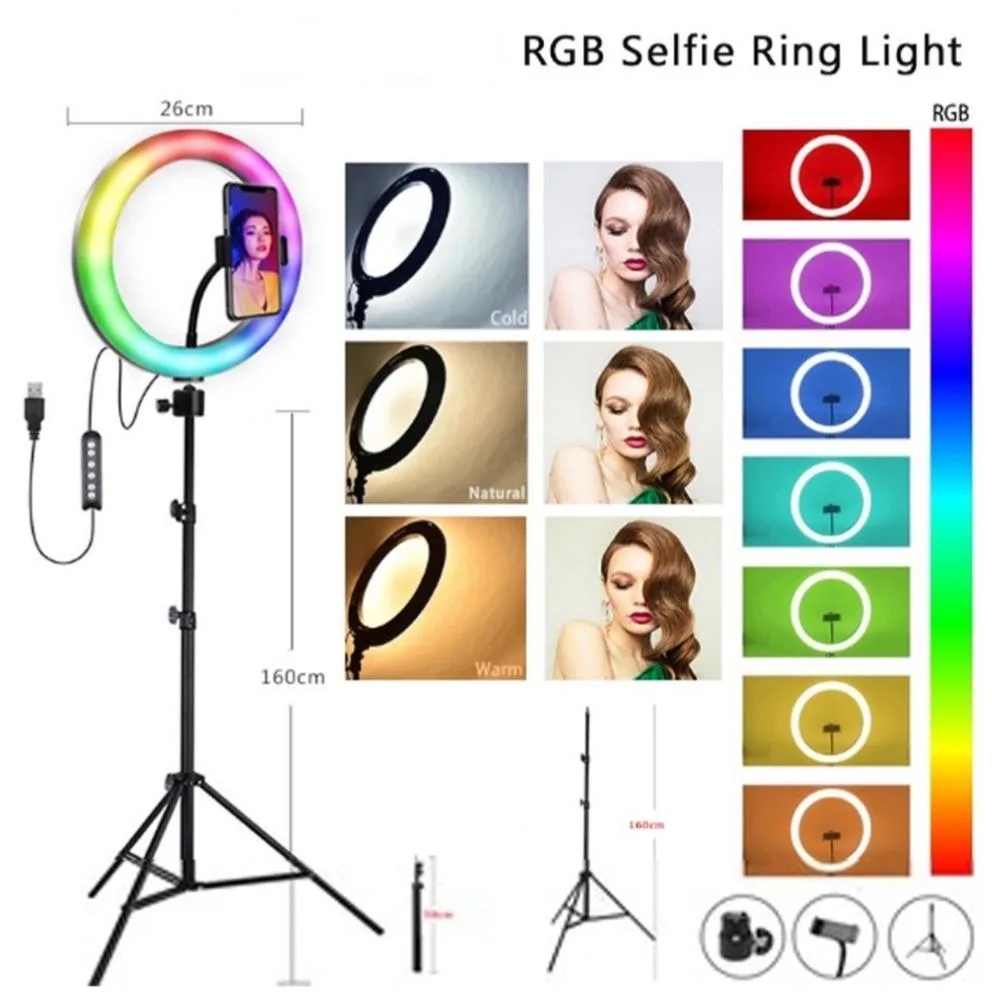 RGB Ring Light With 2.1 Meter Tripod - Rgb Ring Light 26cm With 20 cm Tripod β photo 2