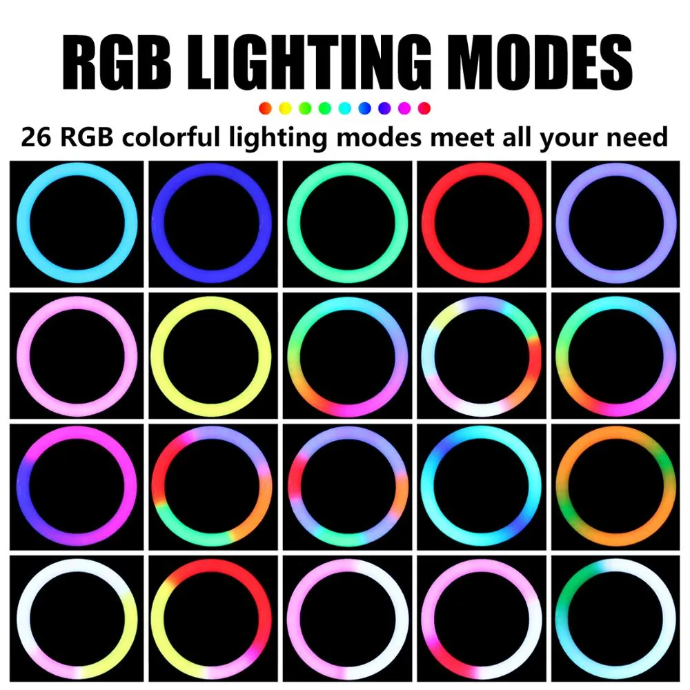 RGB Ring Light With 2.1 Meter Tripod - Rgb Ring Light 26cm With 20 cm Tripod — photo 7