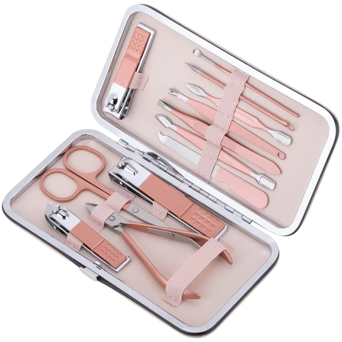 Manicure Set Nail Clippers Tools Household 18Pcs , Tool Kit for Men and Women - Pink