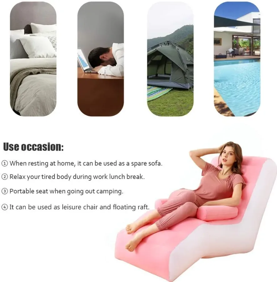 Lazy Inflatable Sofa, S-shaped Sofa - Pink — photo 5