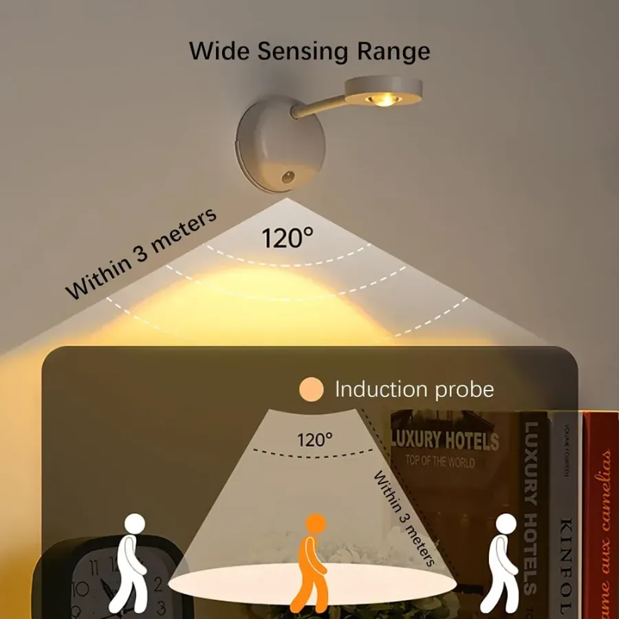 360 Recheargable Sensor LED Spotlight Adjustable - 1 Pcs β photo 2