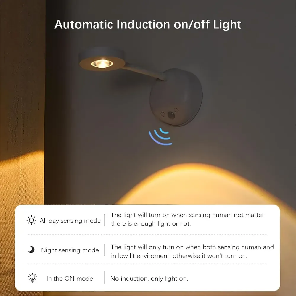 360 Recheargable Sensor LED Spotlight Adjustable - 1 Pcs — photo 3