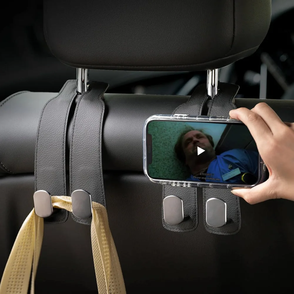 Leather Car Seat Hooks - Black — photo 4