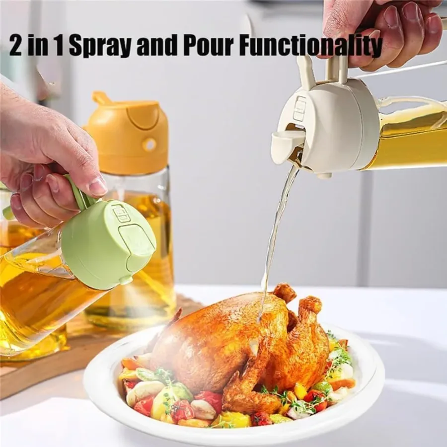 2 in 1 Olive Oil Dispenser and Oil Sprayer for Cooking - Yellow β photo 2