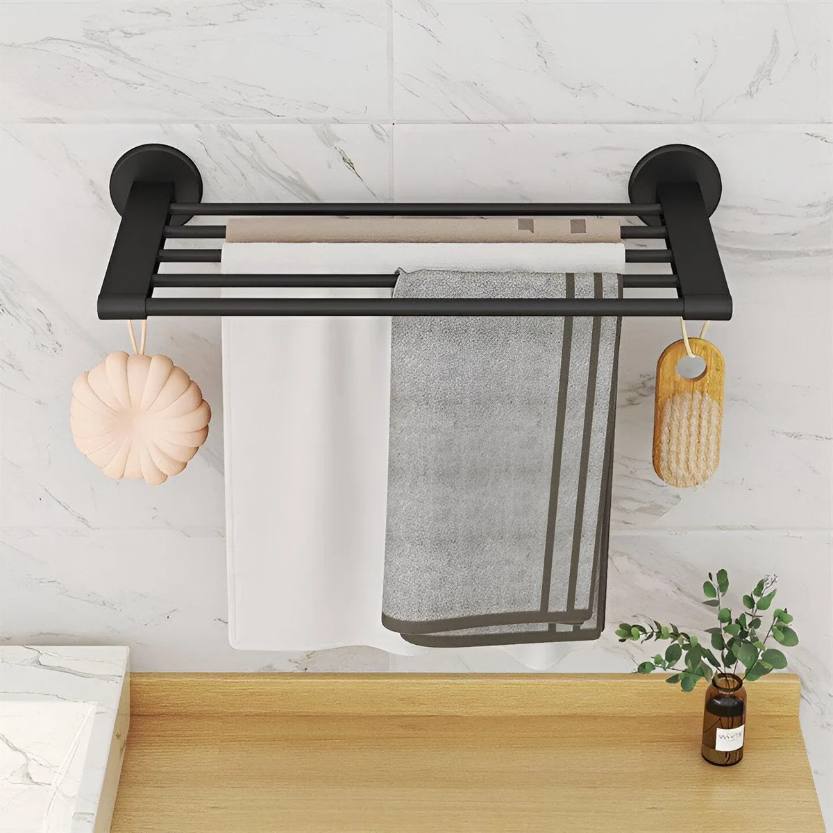 Wall Mounted Drying Rack, Metal Foldable Laundry Rack for Bathroom & Kitchen, Space-Saving Clothes Airer - Single rack — photo 4