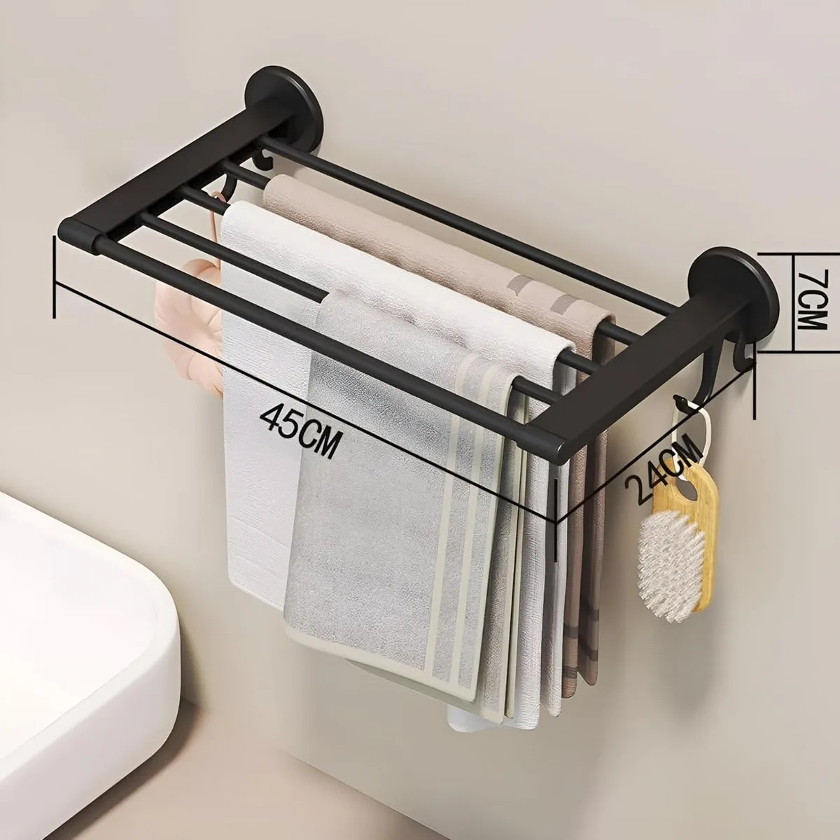 Wall Mounted Drying Rack, Metal Foldable Laundry Rack for Bathroom & Kitchen, Space-Saving Clothes Airer - Single rack — photo 5