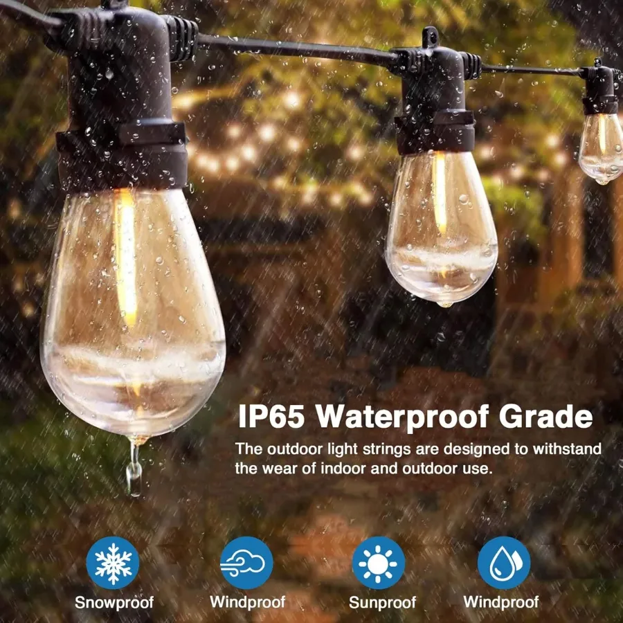 Outdoor String Lights With Bulbs - 5M 10 BULB LIGHT WARM β photo 3