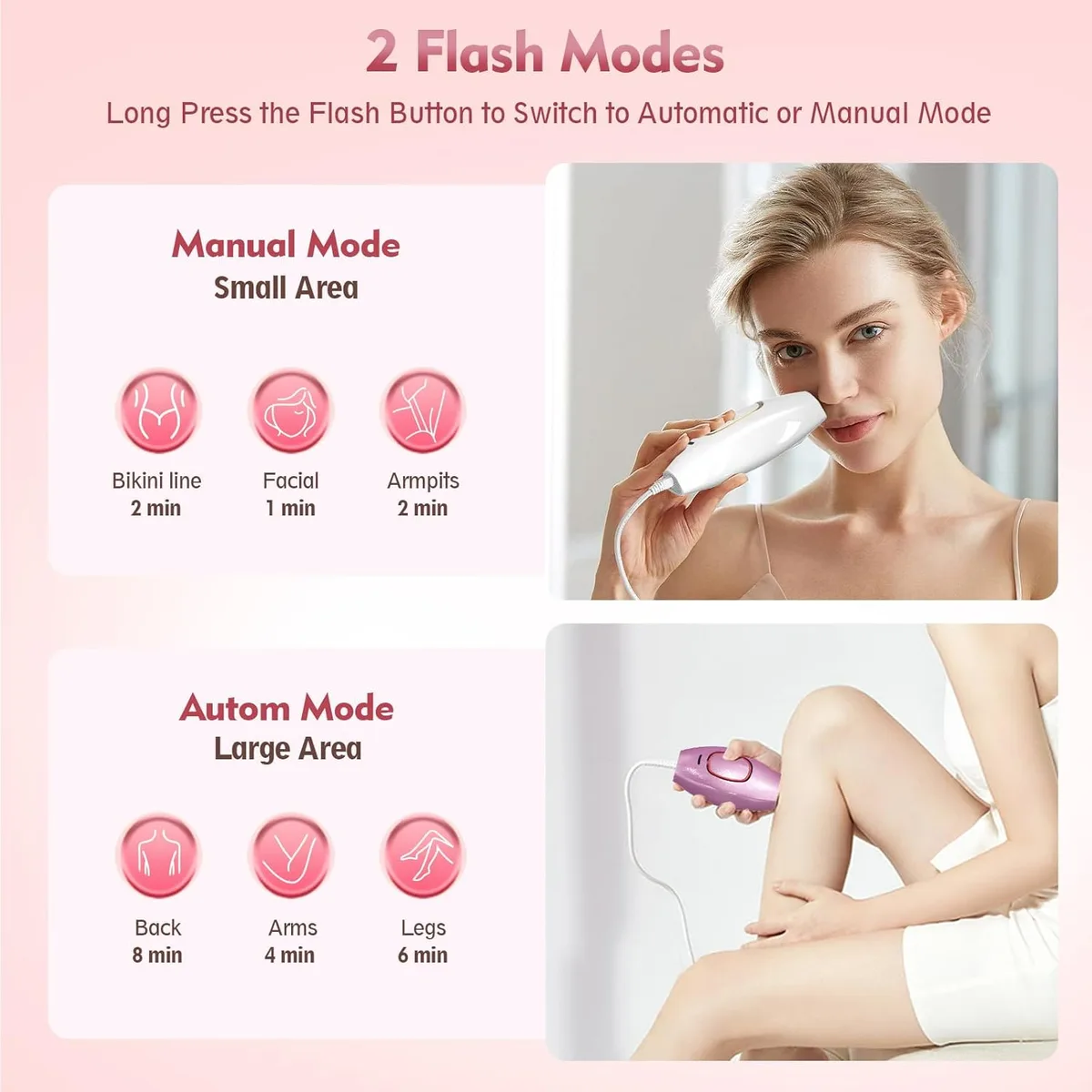 IPL Hair Removal Devices, Hair Removal, Laser Permanent Hair Removal, Laser Hair Remover, - Pink β photo 6