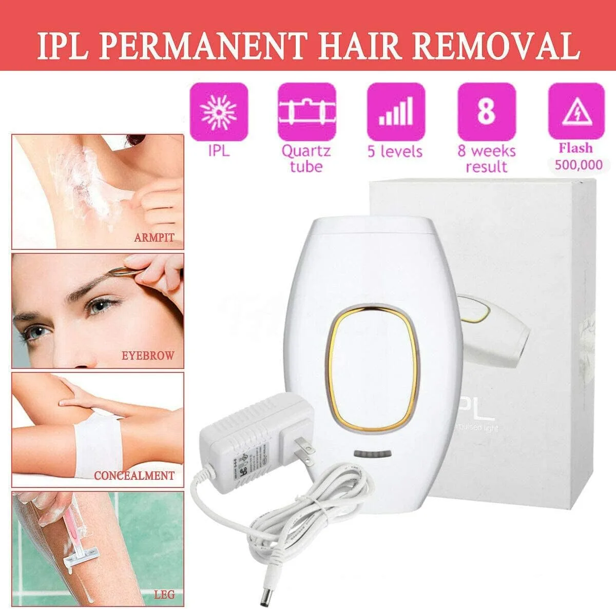 IPL Hair Removal Devices, Hair Removal, Laser Permanent Hair Removal, Laser Hair Remover, - Pink β photo 9