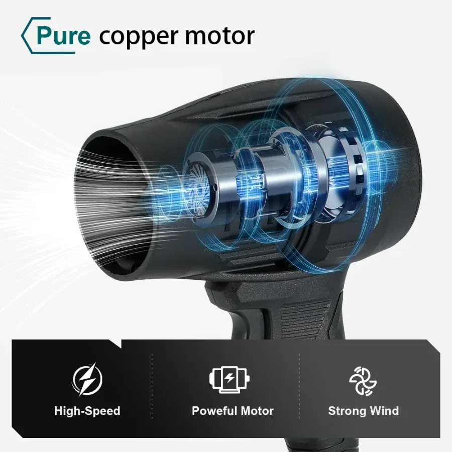 Air Pressure Power Blower Mini Cordless With Leaf Blower Cordless Compressed Air Duster 120mph for Car Wash - 1 Battery — photo 3