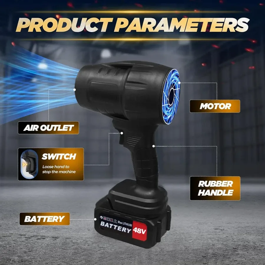 Air Pressure Power Blower Mini Cordless With Leaf Blower Cordless Compressed Air Duster 120mph for Car Wash - 1 Battery β photo 8