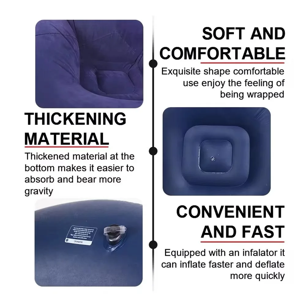 Large Lazy Inflatable Sofa Chairs PVC Lounger Seat Pouf Puff Couch - Green — photo 5