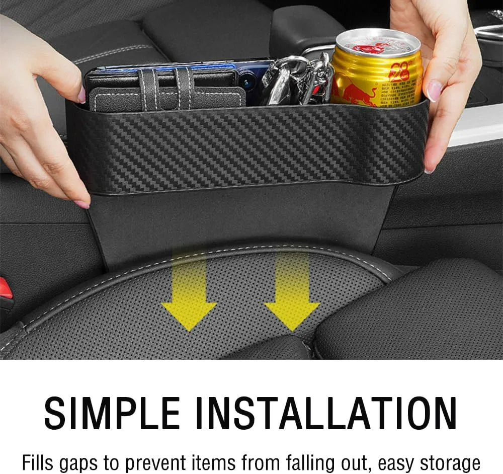 Carbon Fiber Car Seat Organiser with Cup Holder - Beige carbon fiber / Right side — photo 6