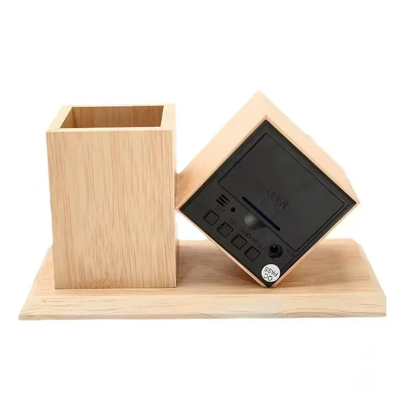 πͺ΅ Wood Pen Holder Clock β Smart LED Desk Organizer β°β¨ - Style 1 β photo 3