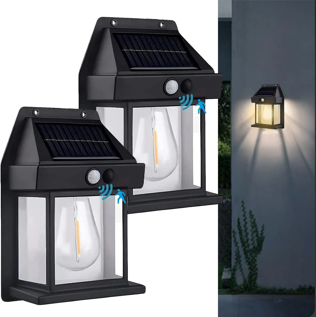 Smart Solar Wall Lights – Wireless Outdoor LED with Motion Sensor & 3 Lighting Modes - 1 Pcs