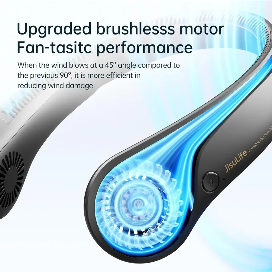 Portable Neck Fan – Hands-Free Bladeless Wearable Fan with Rechargeable Battery - Black — photo 3