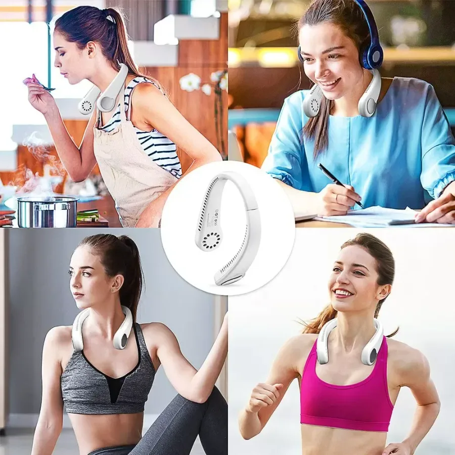 Portable Neck Fan – Hands-Free Bladeless Wearable Fan with Rechargeable Battery - Black — photo 7