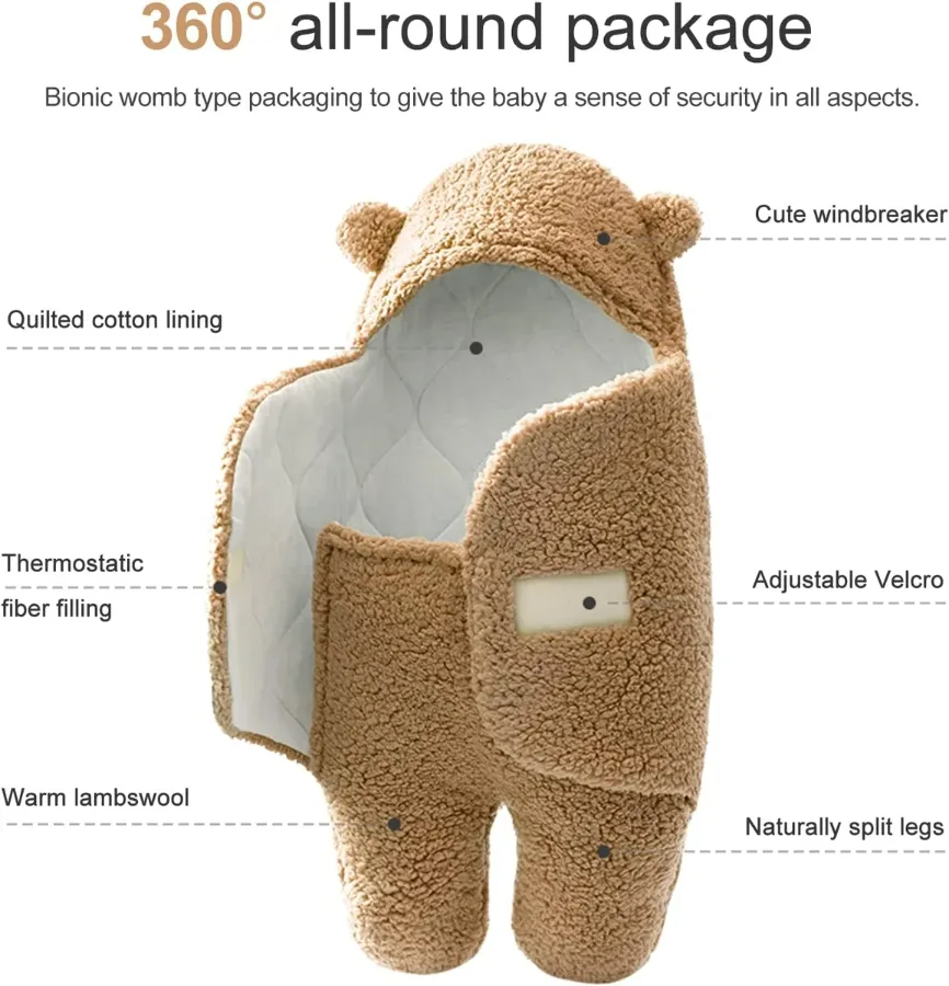 Baby Blanket with Hood – Cozy & Adjustable Swaddle for 0-6 Months - Pink — photo 3