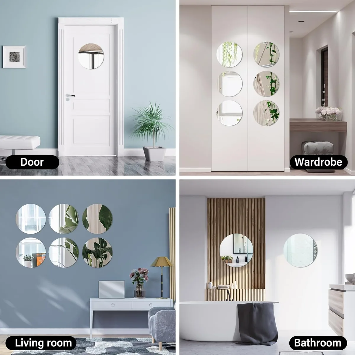 Acrylic Mirrors Self Adhesive Non Glass Mirror 30*40 cm - Square style - 4 pcs — photo 3