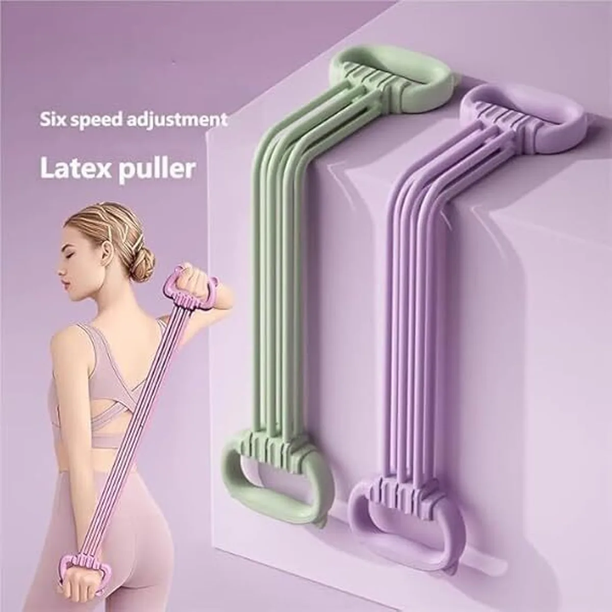 6-Tube Elastic Resistance Band Sit-Up Pull Rope – Multi-Function Resistance Band Resistance Tube - Purple