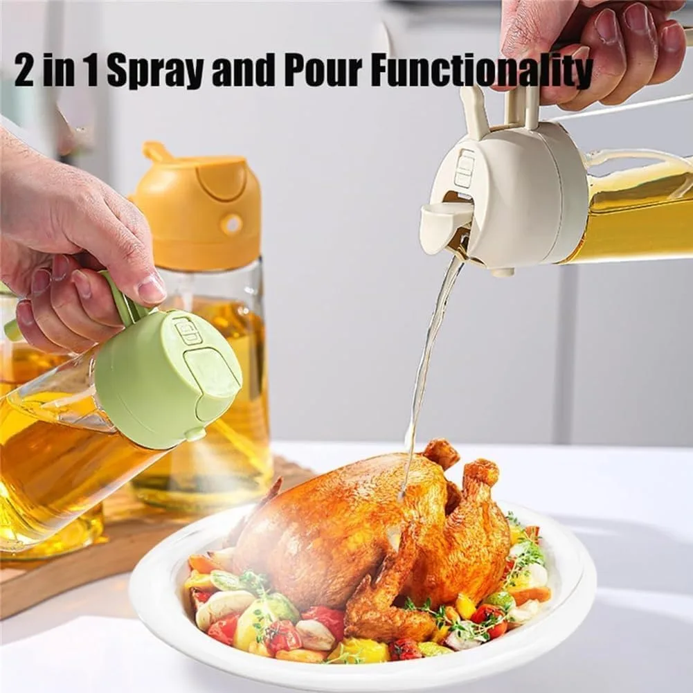 2 in 1 Olive Oil Dispenser and Oil Sprayer for Cooking - Green — photo 2