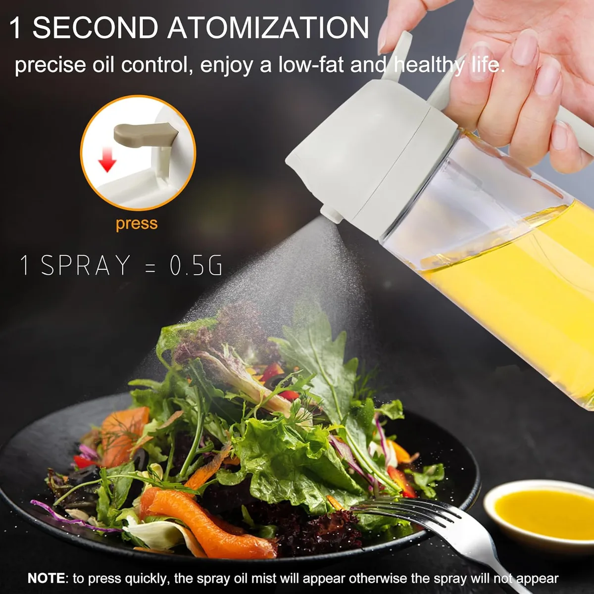 2 in 1 Olive Oil Dispenser and Oil Sprayer for Cooking - Green — photo 3