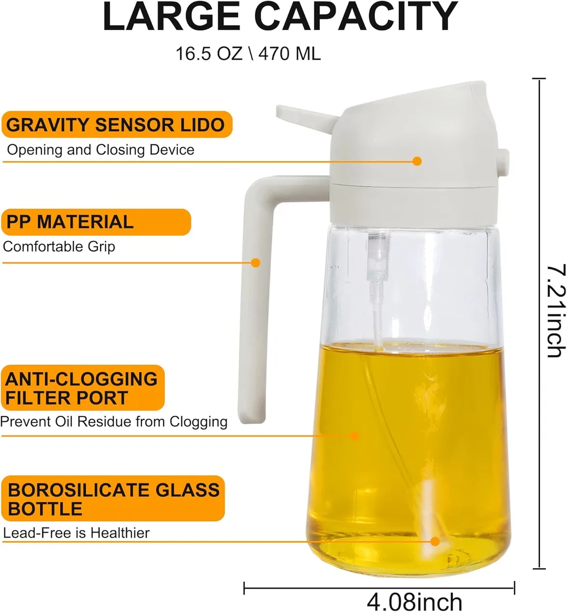 2 in 1 Olive Oil Dispenser and Oil Sprayer for Cooking - Green β photo 6