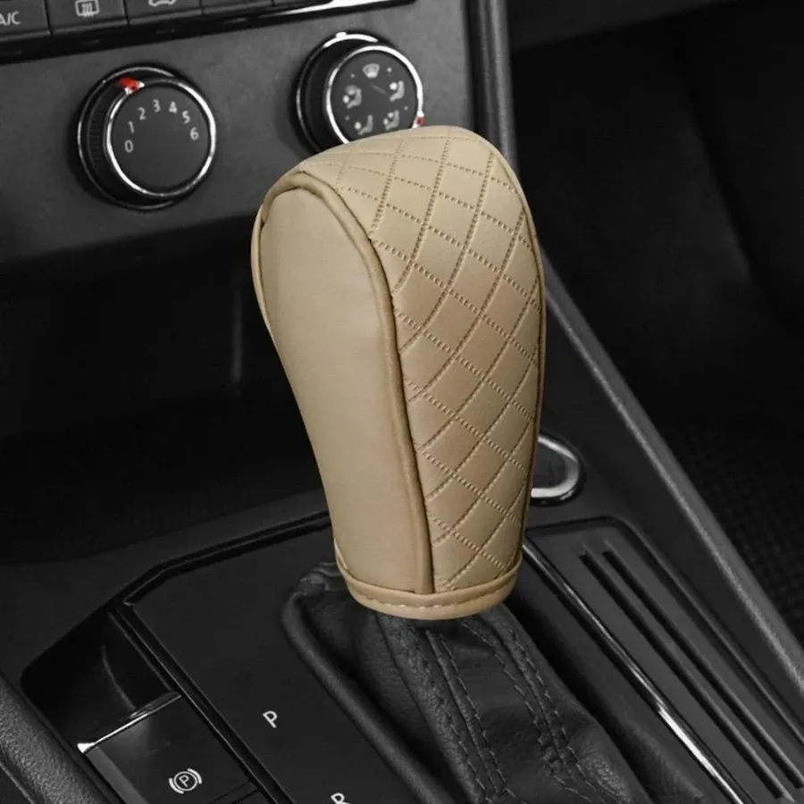 Universal Leather Car Gear Knob Cover Anti Slip Cover Vitesse - Beige — photo 5