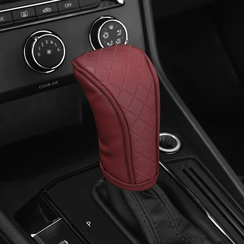 Universal Leather Car Gear Knob Cover Anti Slip Cover Vitesse - Red — photo 4