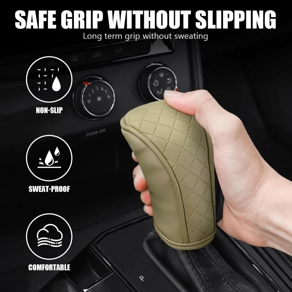 Universal Leather Car Gear Knob Cover Anti Slip Cover Vitesse - Red