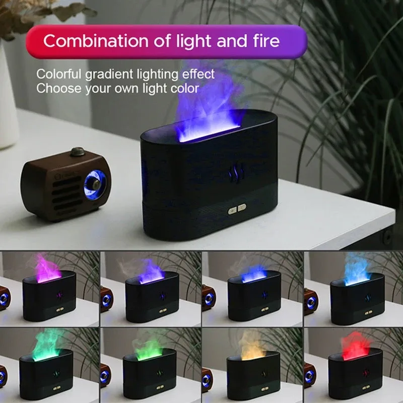 Rgb Flame Fire Humidifier Aromatherapy Diffuser - White β photo 2