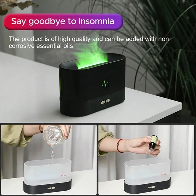 Rgb Flame Fire Humidifier Aromatherapy Diffuser - White β photo 3