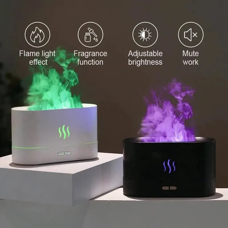 Rgb Flame Fire Humidifier Aromatherapy Diffuser - White β photo 4