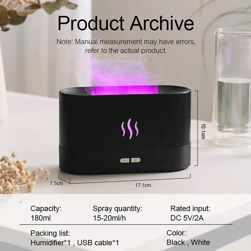 Rgb Flame Fire Humidifier Aromatherapy Diffuser - White — photo 5