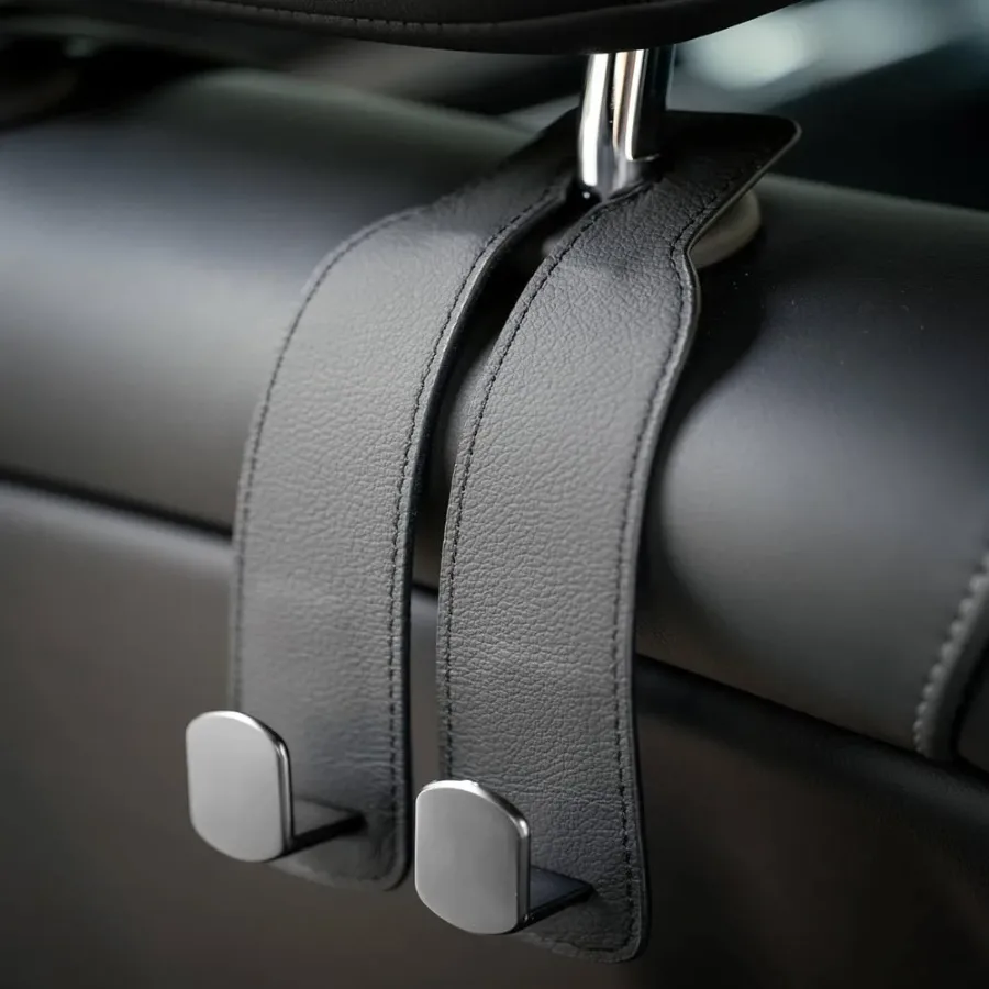 Leather Car Seat Hooks - Grey — photo 5