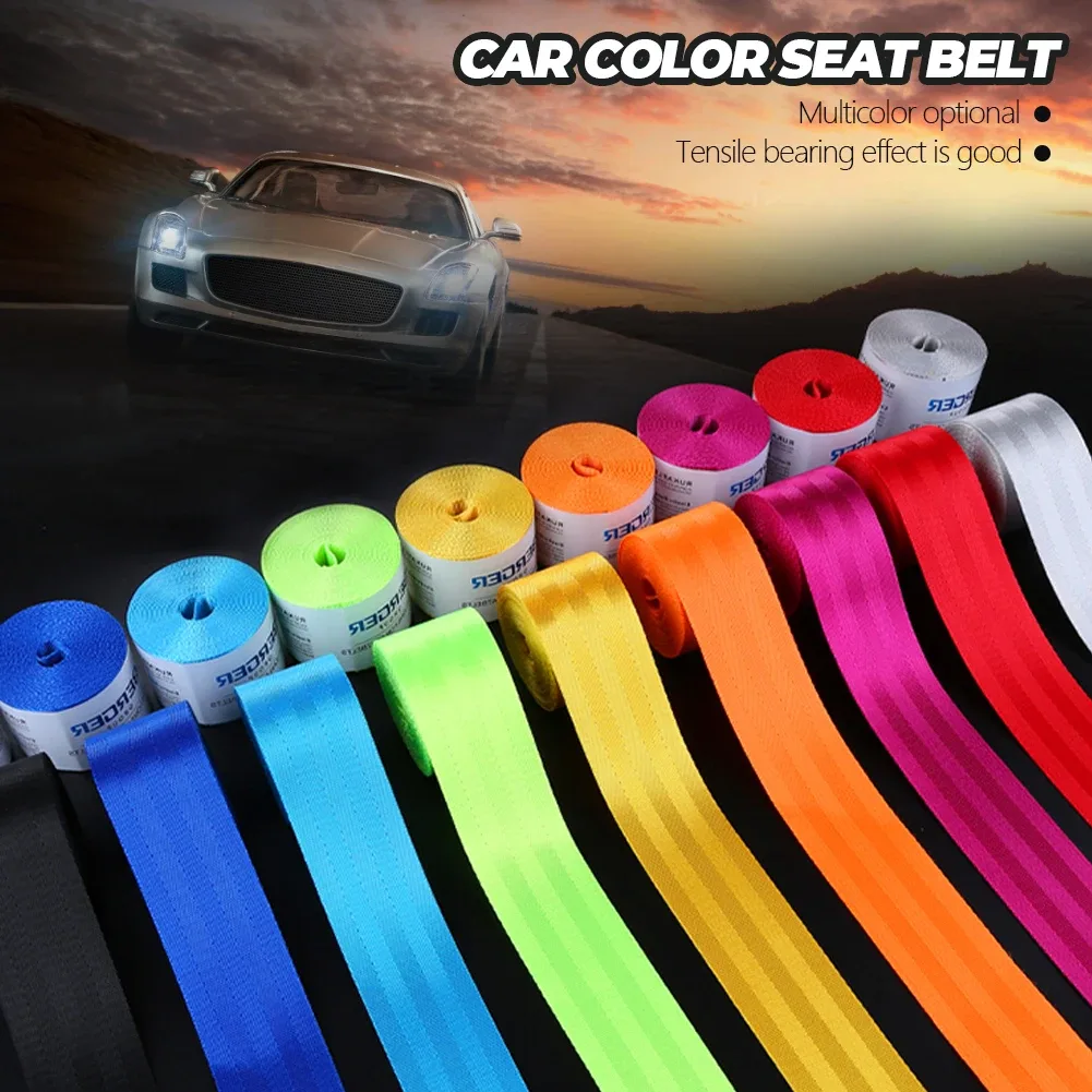 3.6 meters/roll Car Seat Belt Adjustment High Strength Polyester Car Seat Belts Interior Car Accessories - yellow — photo 2