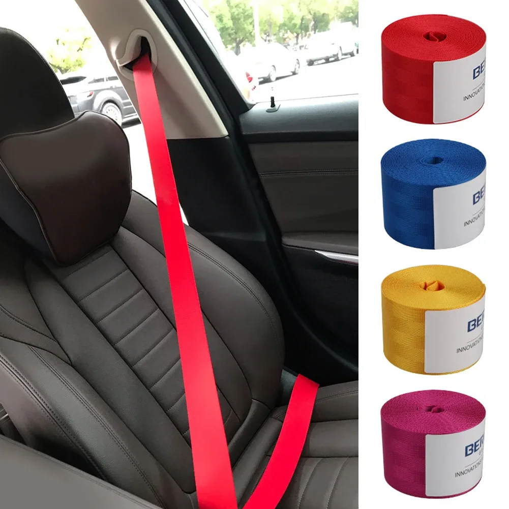 3.6 meters/roll Car Seat Belt Adjustment High Strength Polyester Car Seat Belts Interior Car Accessories - yellow
